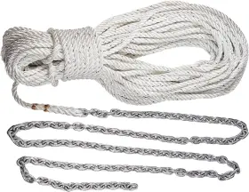 Buccaneer Rope Company 25-16150 Premium Anchor Line And Chain - 1/2 Inch X150ft 1/4 X10ft