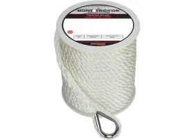 Extreme Max 3006.2078 Boattector Nylon Anchor Line With Thimble 3/8 Inch X 100ft White