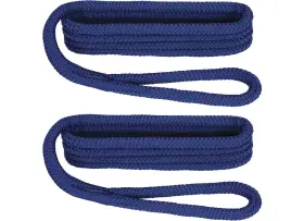Extreme Max 3006.2171 Boattector Dbl Braid Nylon Fender Line 2-pack 3/8 Inch X6ft Blue