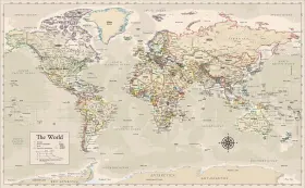 1PK-ANTIQUE-WORLD PALACE LEARNING Laminated Map Poster Wall