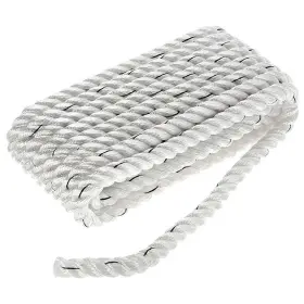 Seachoice 47531 Premium 3-strand Twisted Nylon Dock Line White With Blue Tracer