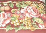 Wallpaper Border Red Wine 9" Pink Cabbage Roses Grape Fruit Flower Rope Eh10018. Fixed Price $18.89.