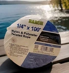 Baron 63801 Twisted Nylon Rope, White, 1/4 Inch X 100 Feet. Fixed Price $28.00.