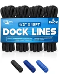 Sandshark Premium 15ft 1/2in Dock Lines 4 Pack, Quality Double-braided Nylon .... Fixed Price $89.18.
