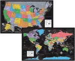 Palace Learning Laminated World Map & Us Poster Set - 18" X 29" Wall Chart. Fixed Price $18.70.